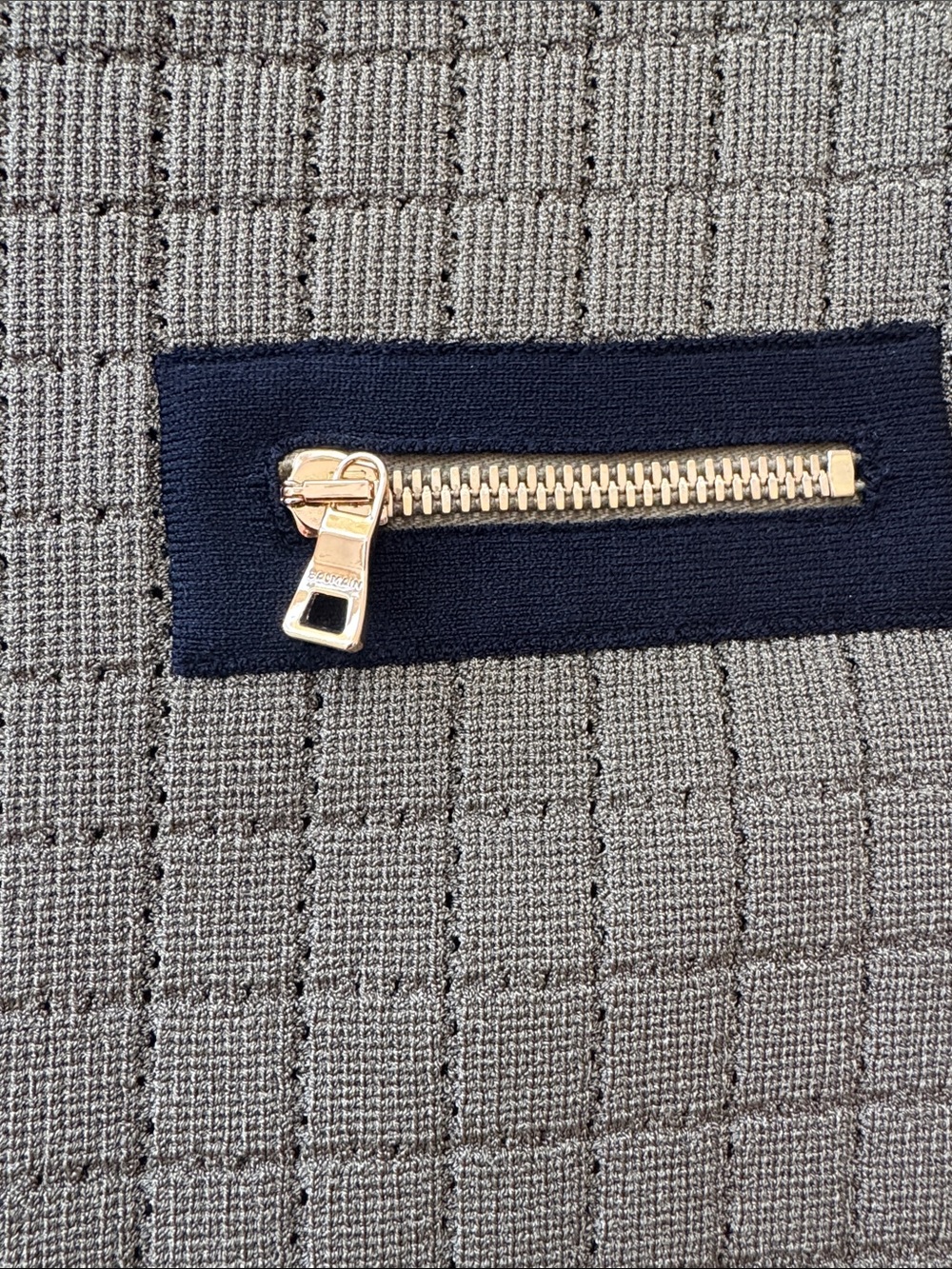 Balmain Olive Green Knit Mini Skirt with Black Trim & Gold Zipper - Picture 5 of 6